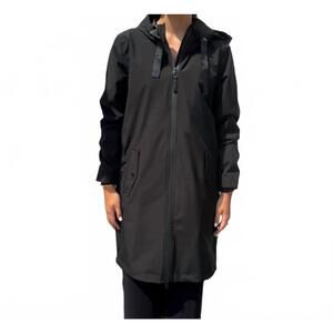 NEW NIKKI JONES long lightweight raincoat with hood in black